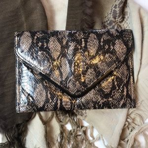 BCBG generation snakeskin envelope clutch